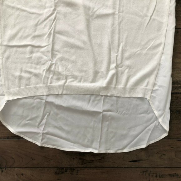 One A Blouse White Chiffon Keyhole Sweater Long - Picture 4 of 8